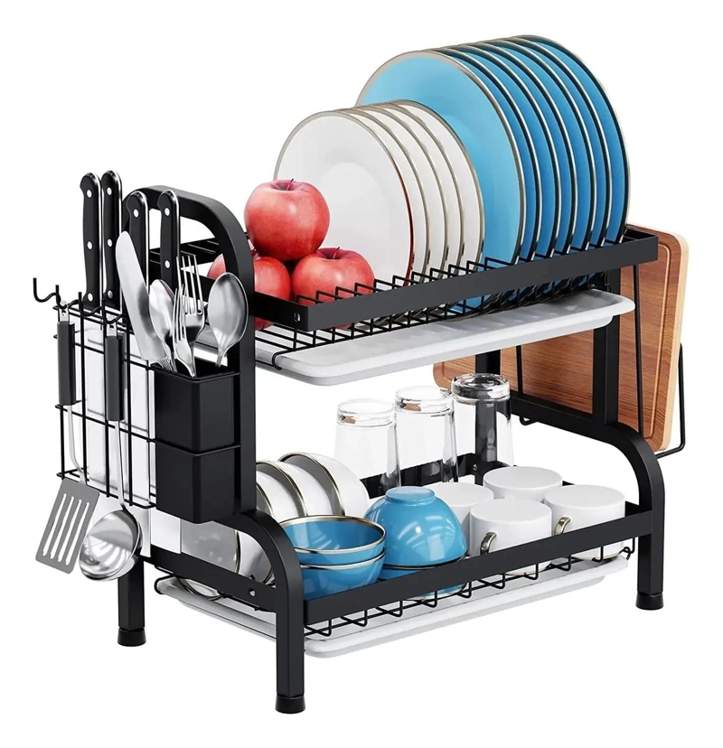 ORGANIZADOR DE COCINA PARA LOSA Y PLATOS DE 2 NIVELES CON SECADOR - 1