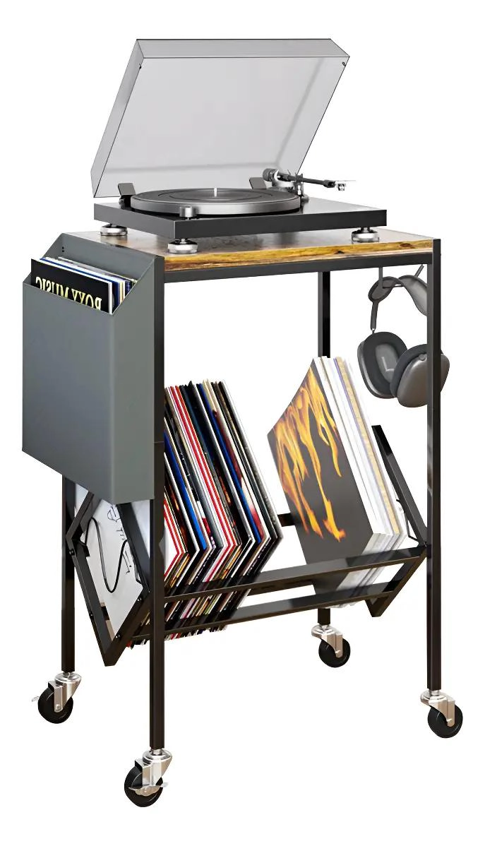 BANDEJA PARA ALMACENAMIENTO DE VINILOS PARA DJ COLOR NEGRO - 1