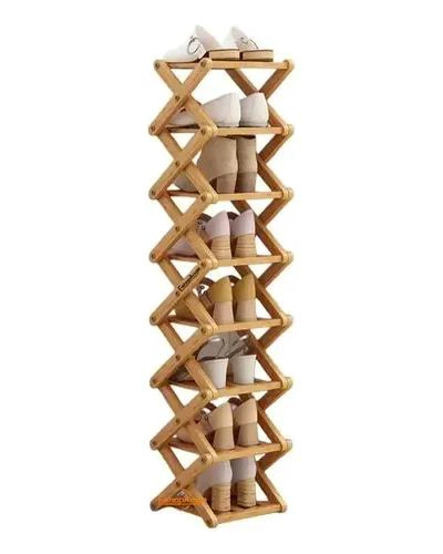 ORGANIZADOR DE ZAPATOS DE BAMBU CON 8 NIVELES PARA ESPACIOS MULTIUSO - 1