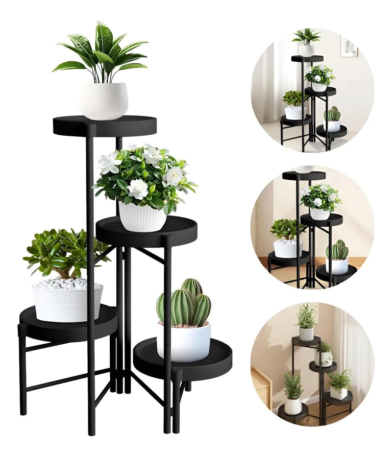 SET ORGANIZADOR METALICO DESMONTABLE CON 4 PEDESTALES PARA MACETEROS - 1