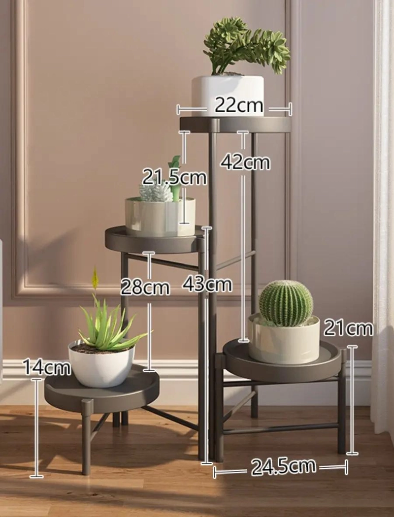 SET ORGANIZADOR METALICO DESMONTABLE CON 4 PEDESTALES PARA MACETEROS - 2