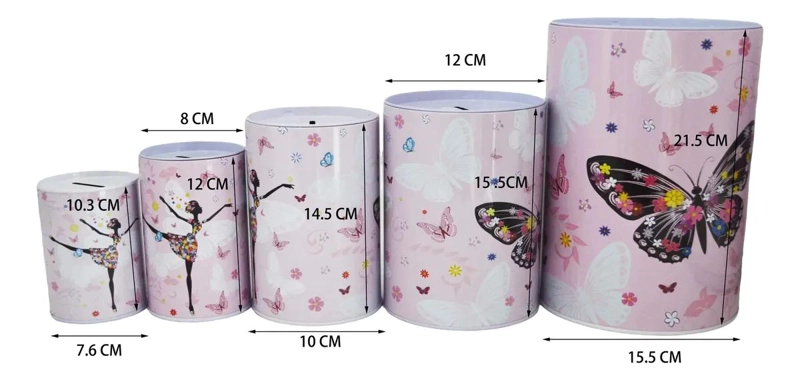 SET DE 5 ALCANCIAS METALICAS PARA AHORRO CON VARIOS TAMAÑOS Y DISEÑOS - 3