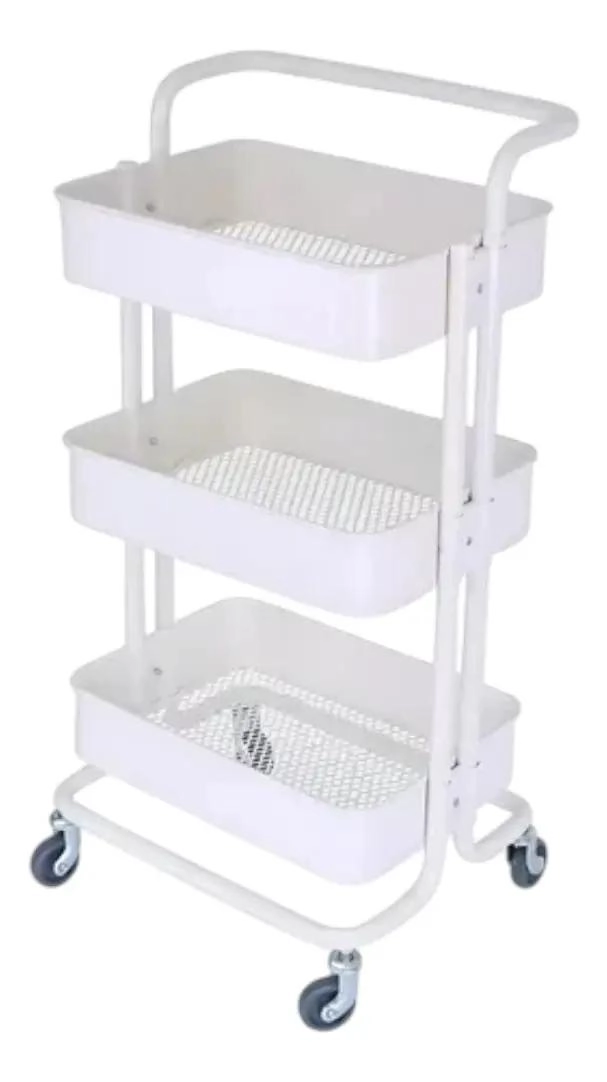 CARRITO ORGANIZADOR CON RUEDAS Y TRES NIVELES DE ESTANTES PARA ALMACENAMIENTO - 1