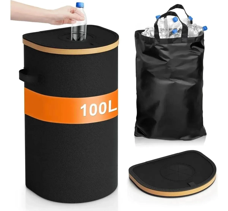 CUBO DE BASURA PLEGABLE PARA RECICLAJE DE BOTELLAS PLASTICAS - 1