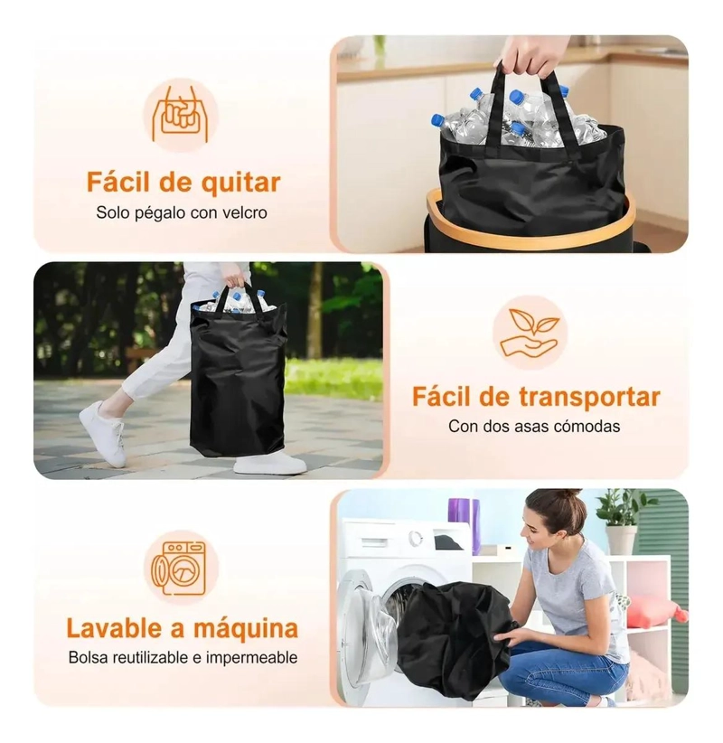 CUBO DE BASURA PLEGABLE PARA RECICLAJE DE BOTELLAS PLASTICAS - 3