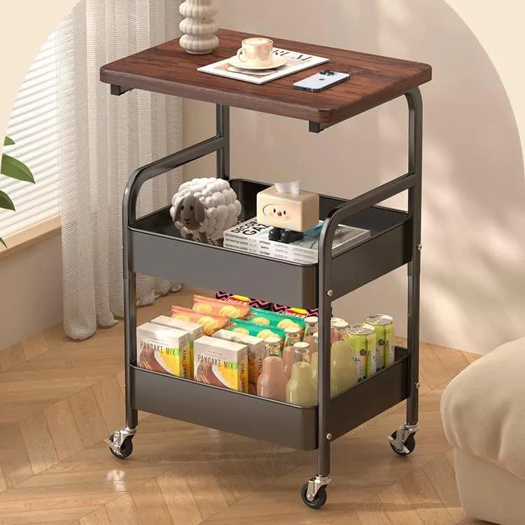 CARRITO ORGANIZADOR METALICO DE 3 NIVELES CON RUEDAS COLOR NEGRO - 1