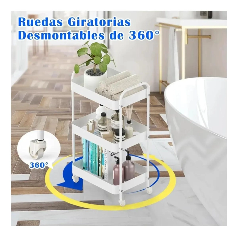 CARRO ORGANIZADOR MULTIUSO CON RUEDAS Y TRES NIVELES DE ALMACENAMIENTO - 4