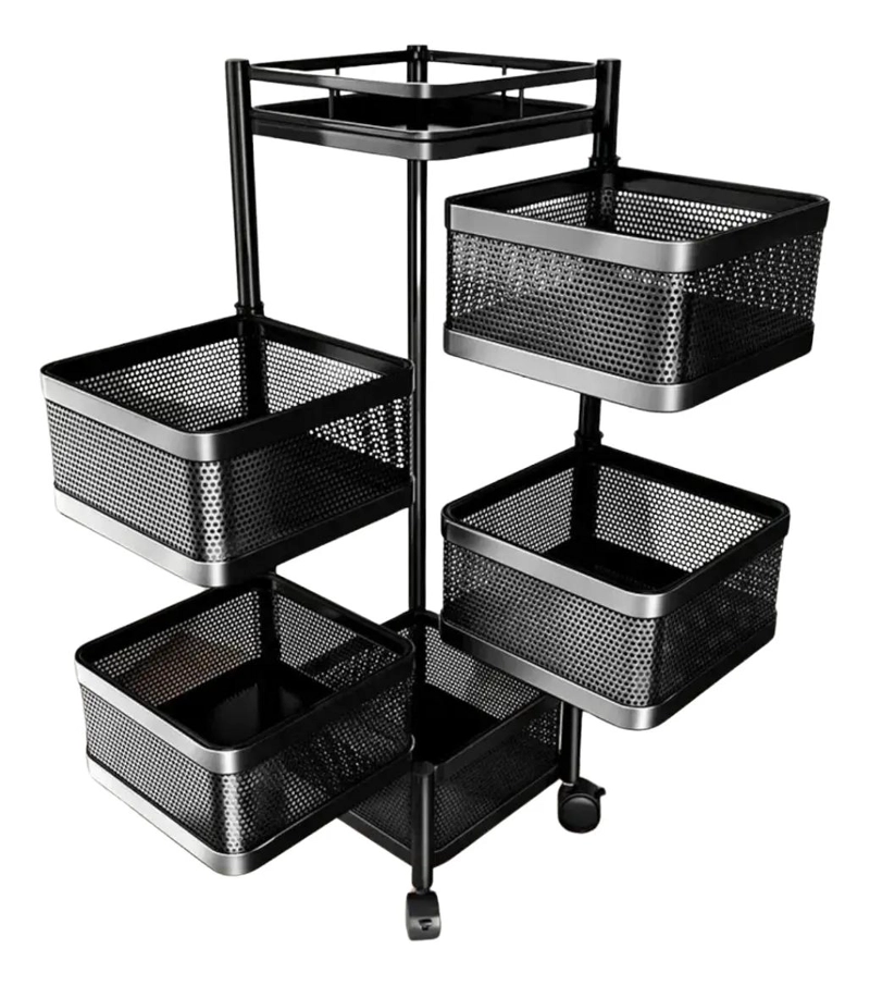 CARRITO ORGANIZADOR METALICO CON 5 CESTAS GIRATORIAS PARA FRUTAS Y VERDURAS - 1
