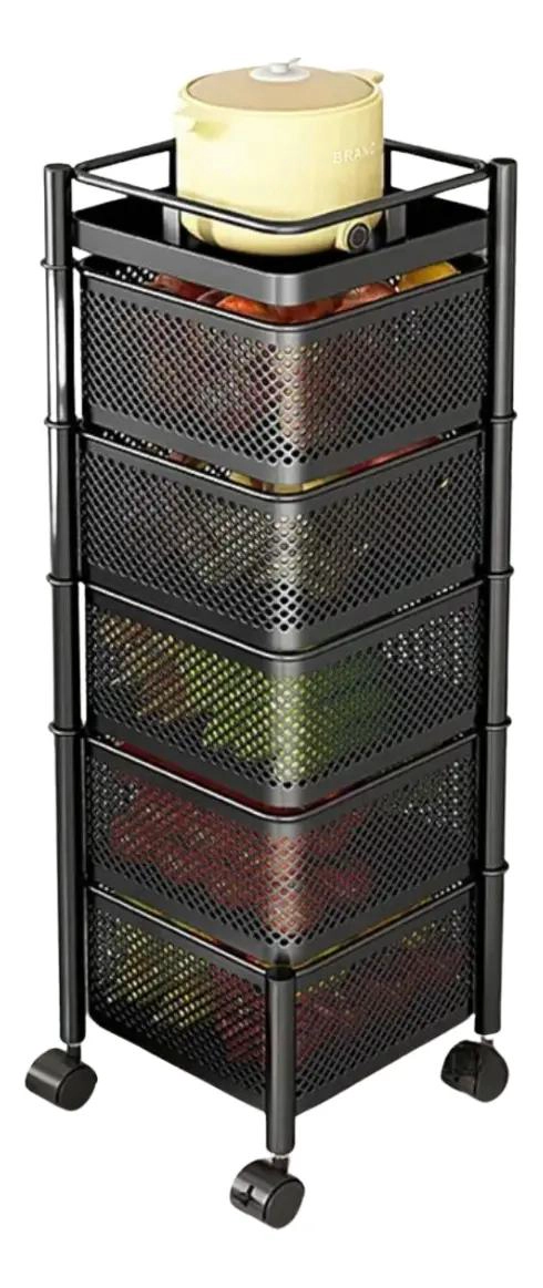 CARRITO ORGANIZADOR METALICO CON 5 CESTAS GIRATORIAS PARA FRUTAS Y VERDURAS - 3