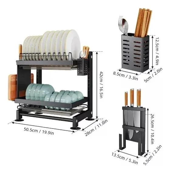 SECADOR ESCURRIDOR DE PLATOS 2 NIVELES PARA COCINA - 2