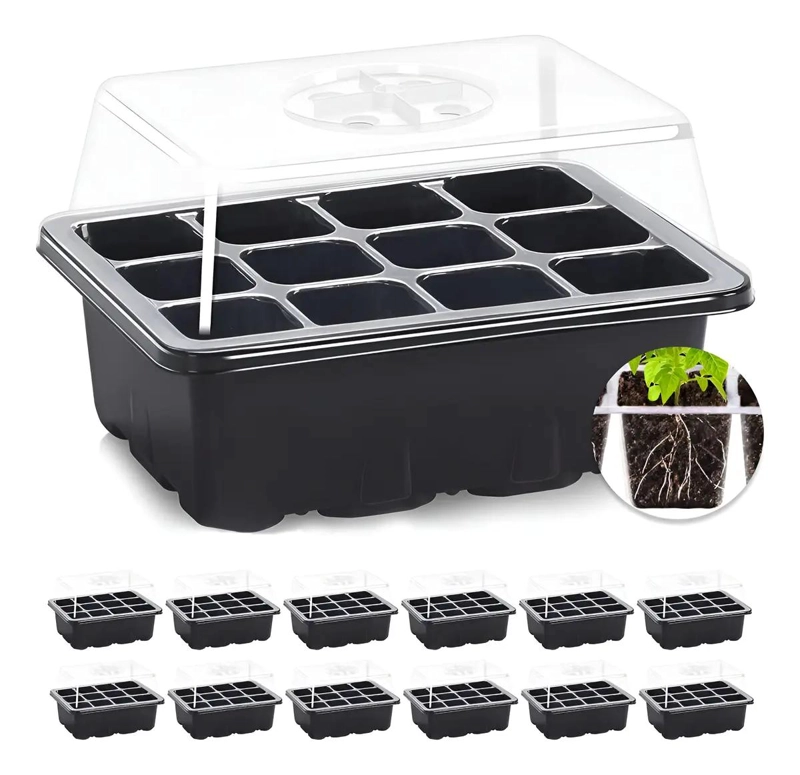 KIT DE 12 BANDEJAS PARA CULTIVO CON 12 CELDAS CADA UNA - 1