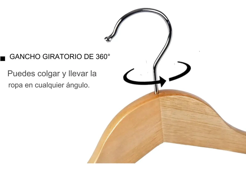 SET DE 30 COLGADORES DE MADERA ANTIDESLIZANTES PARA ROPA - 3