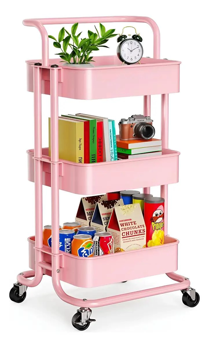ORGANIZADOR METALICO CON RUEDAS Y 3 NIVELES PARA ALMACENAMIENTO - 1