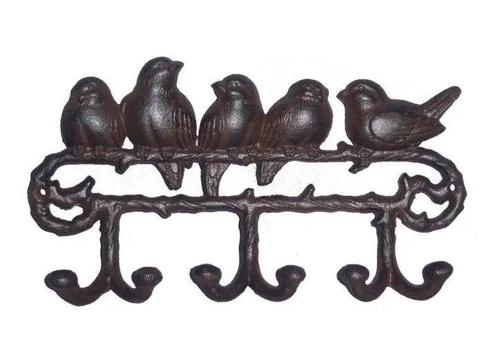 PERCHERO DE PARED CON DISEÑO DECORATIVO DE PAJARITOS EN METAL - 4