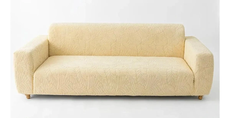 FUNDA PROTECTORA ELASTICA PARA SOFA DE 3 CUERPOS CON DISEÑO DE HOJAS - 2