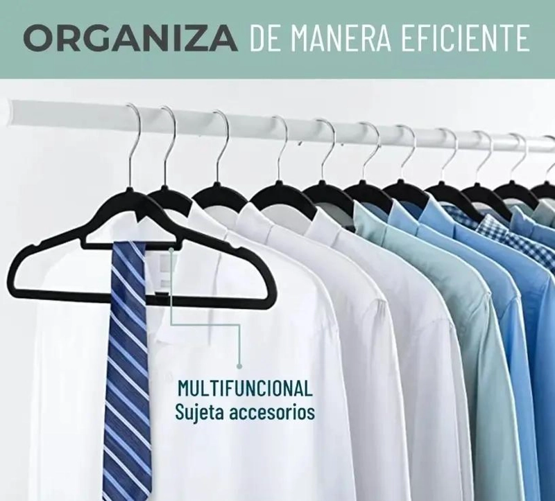SET DE 50 COLGADORES DE ROPA CON ACABADO EN TERCIOPELO ANTIDESLIZANTE - 3