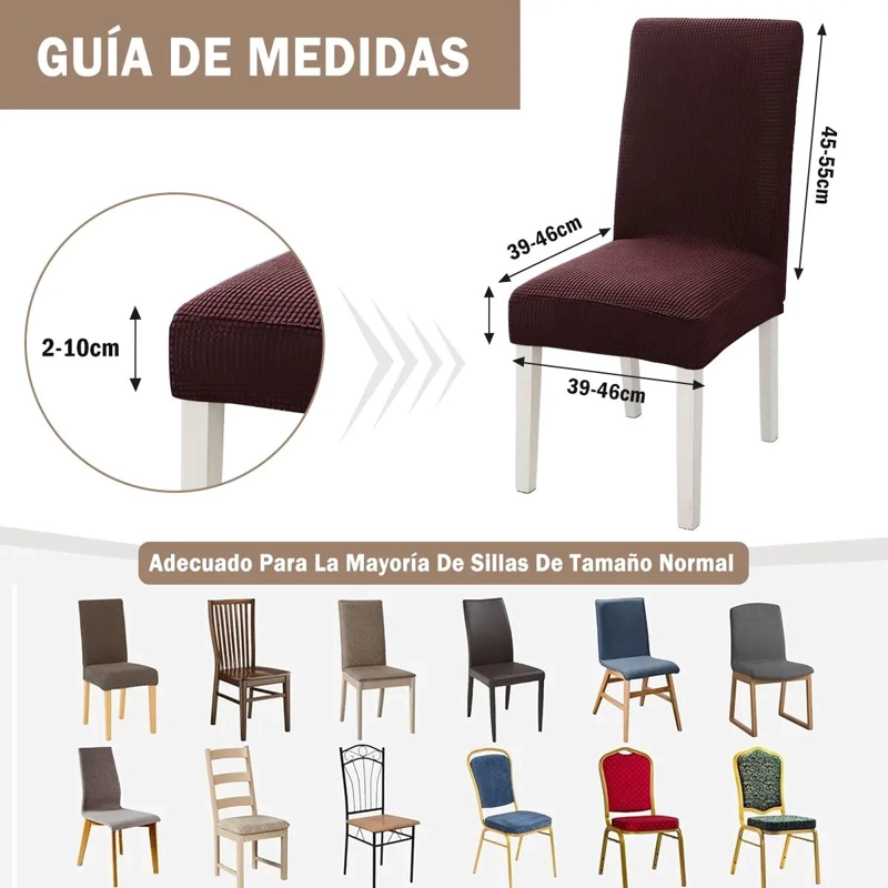 SET DE 6 FUNDAS ELASTICAS PARA SILLAS DE COMEDOR CON DISEÑO CUADRICULADO - 2