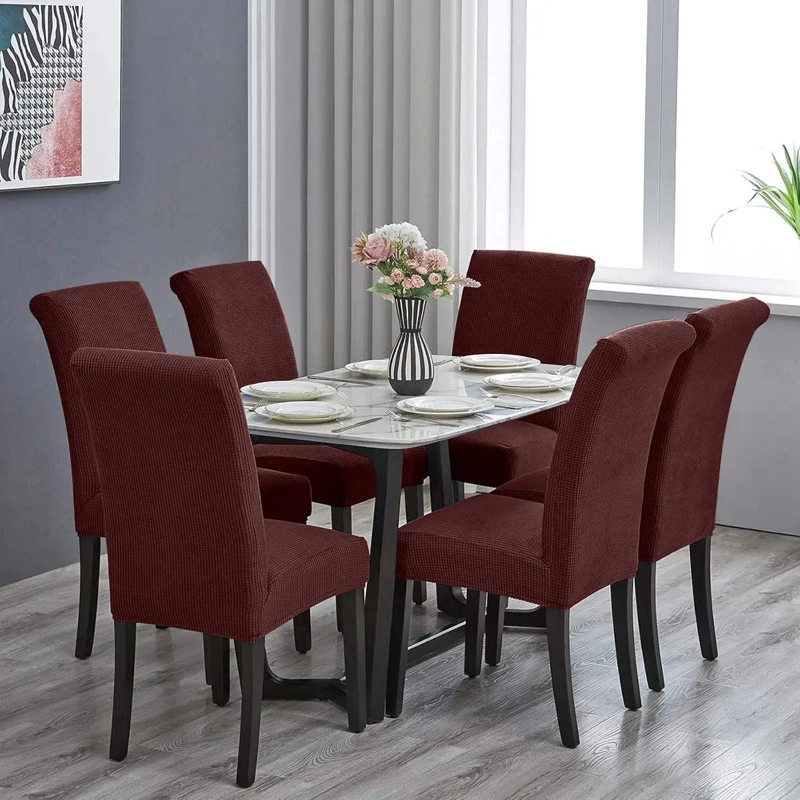 SET DE 6 FUNDAS ELASTICAS PARA SILLAS DE COMEDOR CON DISEÑO CUADRICULADO - 3