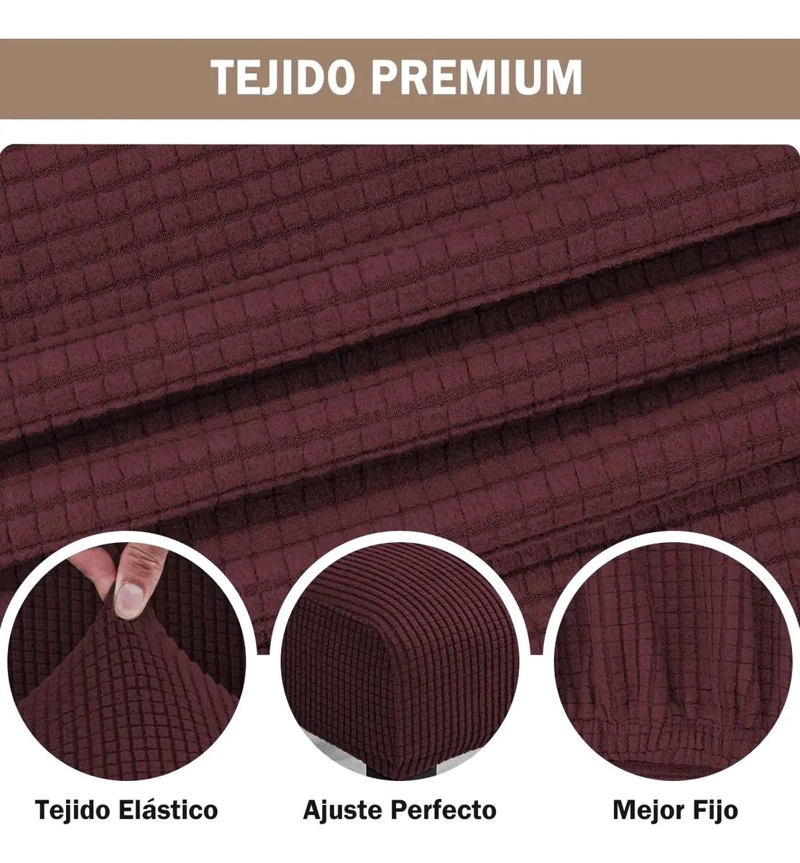 SET DE 6 FUNDAS ELASTICAS PARA SILLAS DE COMEDOR CON DISEÑO CUADRICULADO - 4