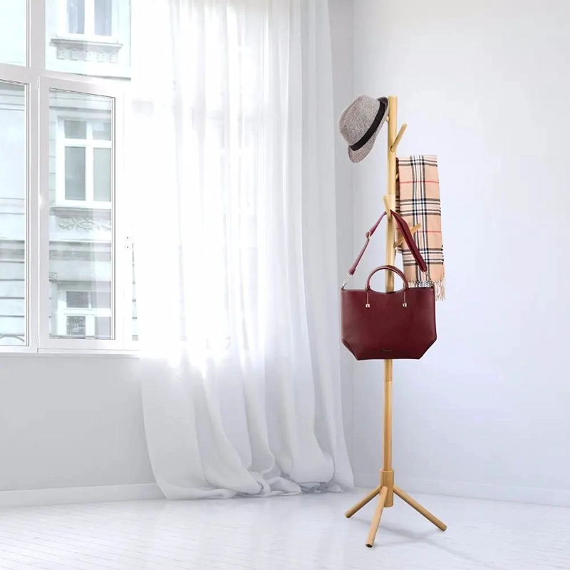 PERCHERO DE PIE ORGANIZADOR DE MADERA CON SOPORTE RESISTENTE 170 CM - 4