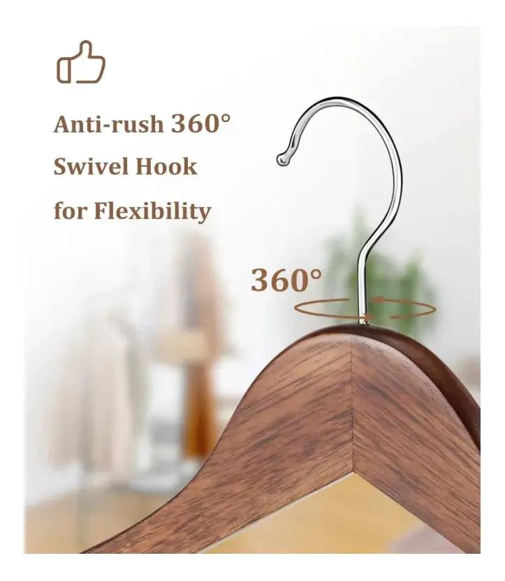 SET DE 20 COLGADORES DE MADERA PARA ROPA RESISTENTES Y DURADEROS - 3