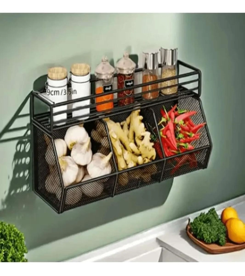 ORGANIZADOR DE PARED PARA COCINA CON TRIPLE COMPARTIMENTO - 1