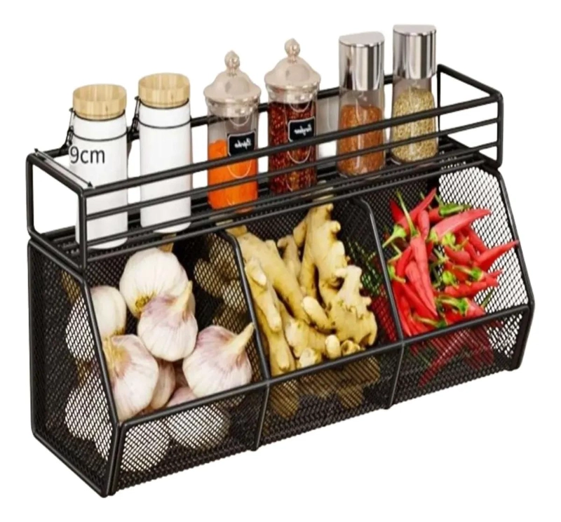 ORGANIZADOR DE PARED PARA COCINA CON TRIPLE COMPARTIMENTO - 3