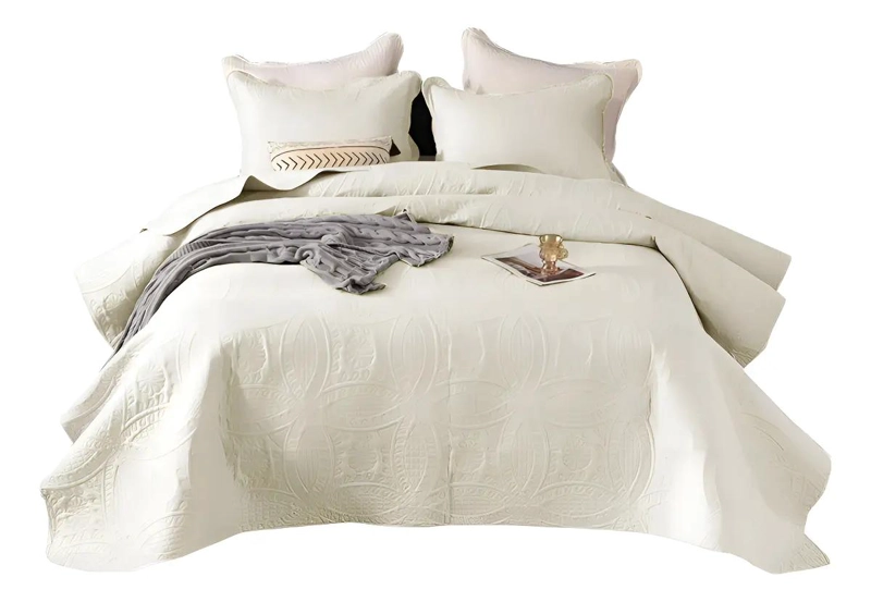 CUBRECAMA PARA 2 PLAZAS VERANO QUILT UNICOLOR CON FUNDAS PARA ALMOHADAS - 1