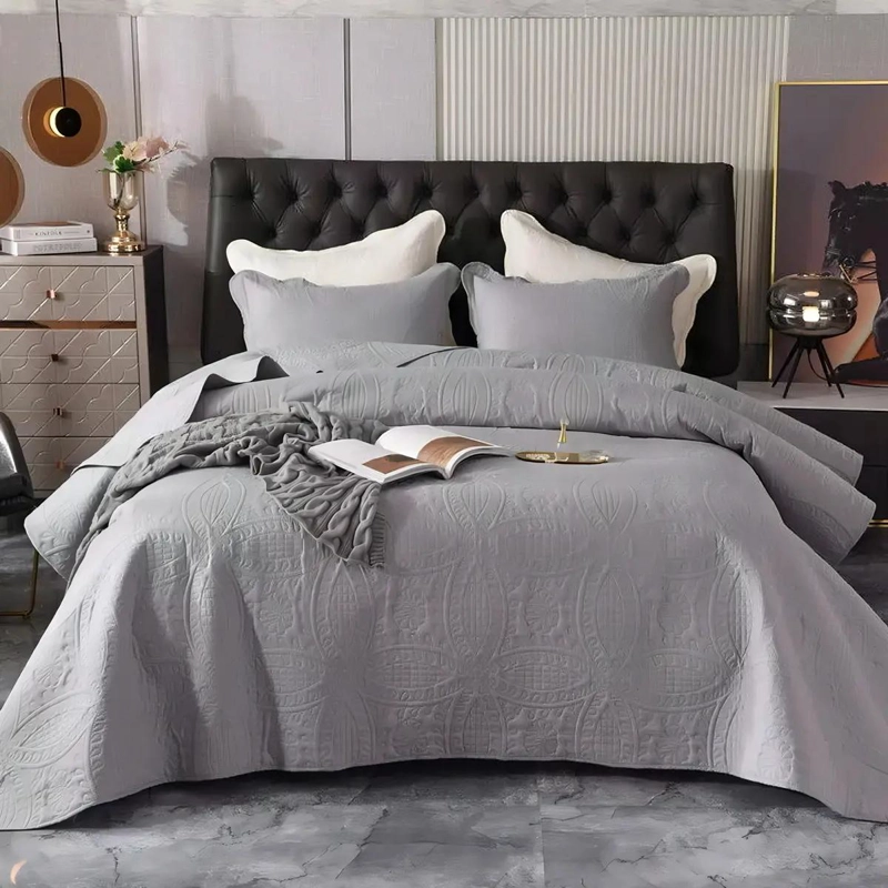 CUBRECAMA PARA 2 PLAZAS VERANO QUILT UNICOLOR CON FUNDAS PARA ALMOHADAS - 3