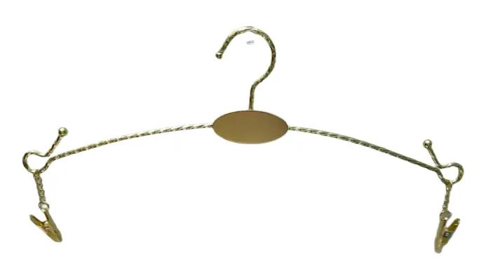 SET DE 20 COLGADORES METALICOS DORADOS PARA ROPA Y LENCERIA DE 28 CM - 1