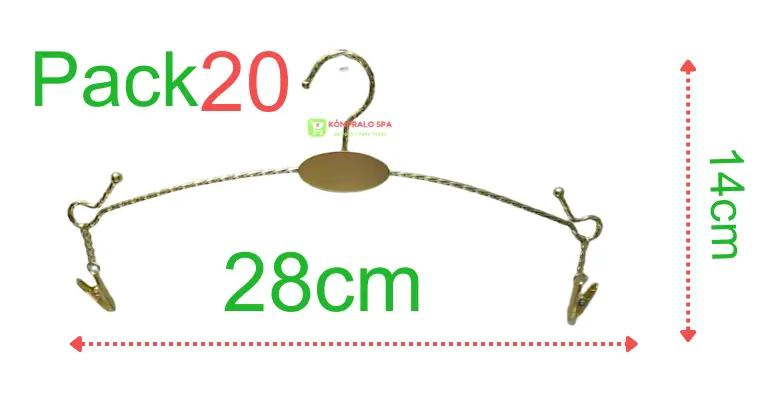 SET DE 20 COLGADORES METALICOS DORADOS PARA ROPA Y LENCERIA DE 28 CM - 2