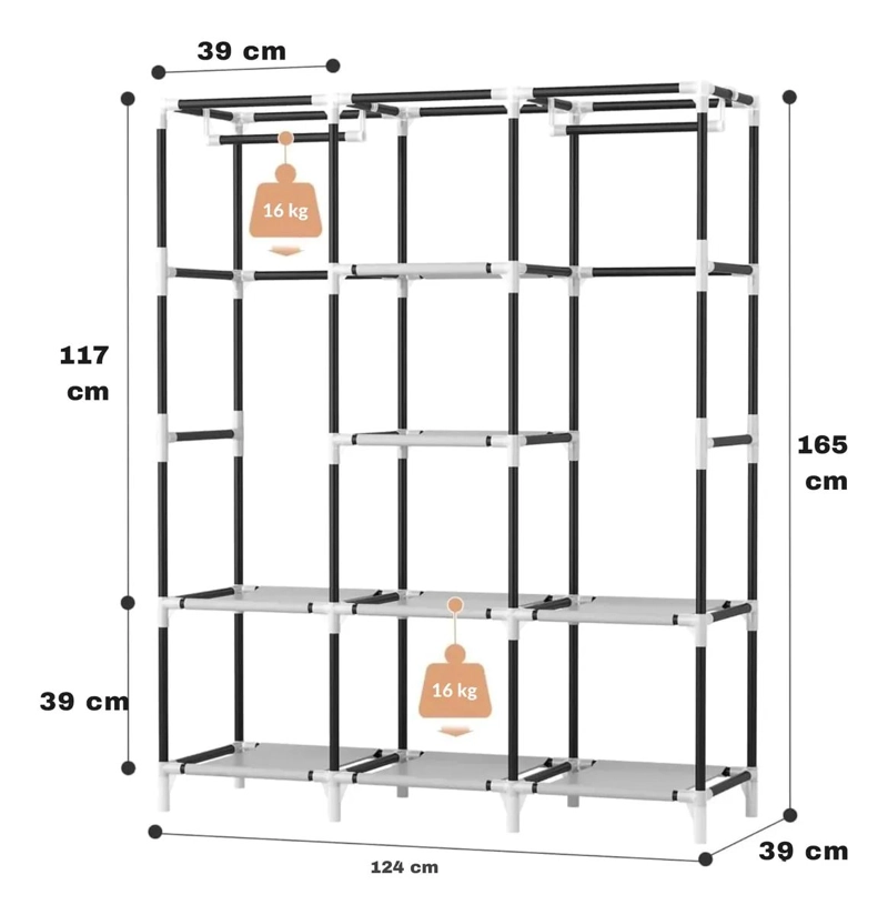 ARMARIO CLOSET ROPERO ARMABLE CON ORGANIZADOR Y COLGADOR - 2