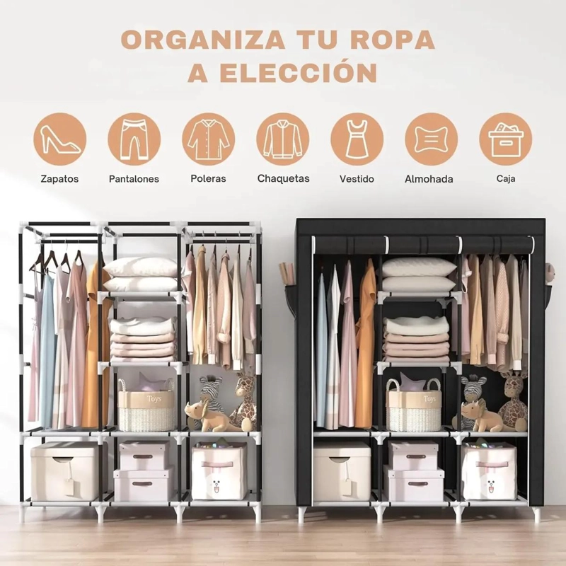 ARMARIO CLOSET ROPERO ARMABLE CON ORGANIZADOR Y COLGADOR - 4