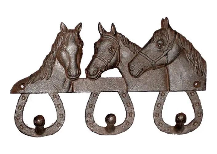 PERCHERO DE PARED CON DISEÑO DECORATIVO DE CABALLOS EN RELIEVE - 3
