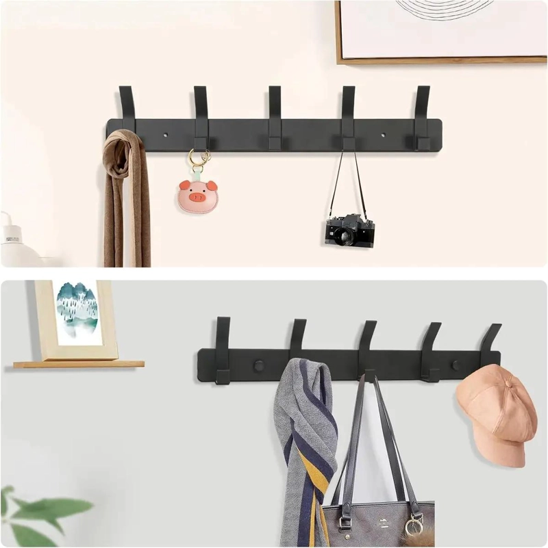 PERCHERO DE PARED CON GANCHOS DE METAL PARA TOALLAS Y ROPA - 4