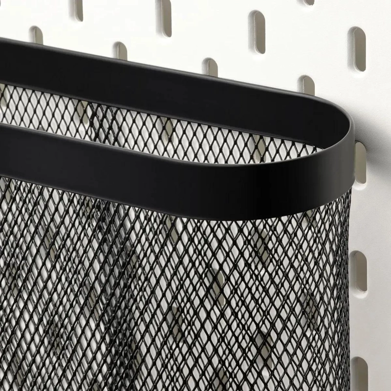 SET DE 3 CESTOS ORGANIZADORES DE PARED EN METAL BLANCO Y NEGRO 24X21 CM - 3