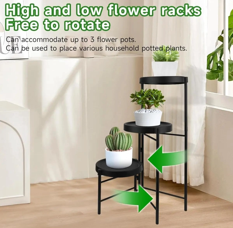 SET ORGANIZADOR METALICO CON 3 PEDESTALES Y PORTA MACETERO DESMONTABLE - 3