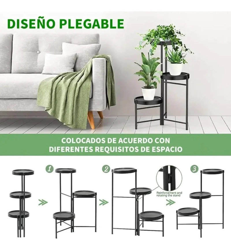 SET DE ORGANIZADORES METALICOS CON PEDESTAL Y PORTA MACETERO DESMONTABLE - 4