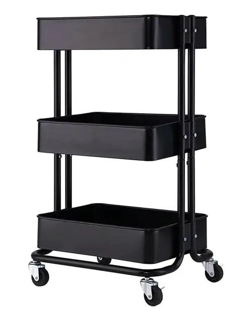 ORGANIZADOR METALICO RODANTE CON 3 NIVELES PARA ALMACENAMIENTO - 1