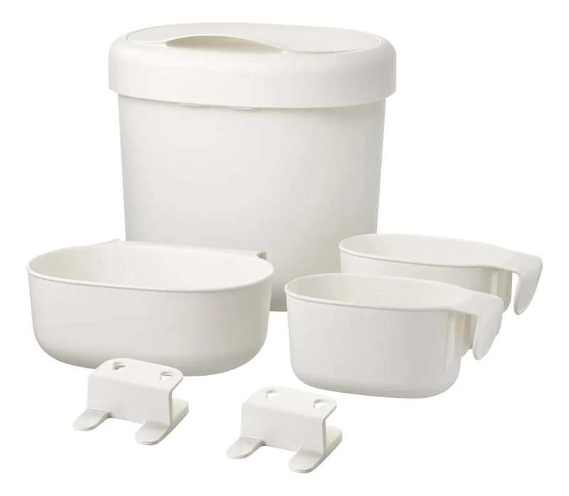 SET DE 4 CANASTOS MUDADORES CON GANCHOS BLANCO 27X23X26 CM - 1