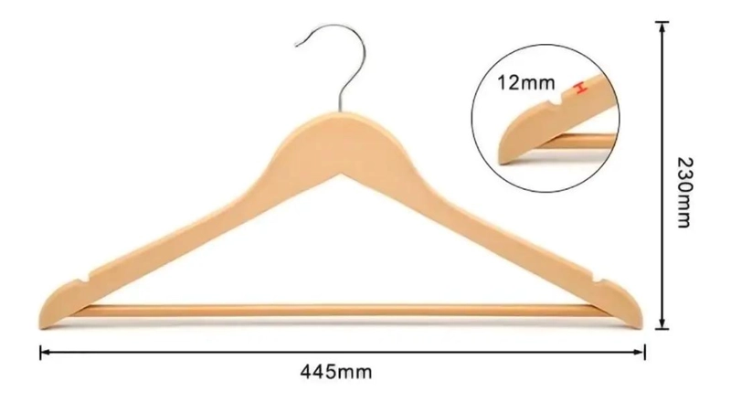 SET DE 12 COLGADORES DE ROPA DE MADERA CON GANCHO RESISTENTE - 2