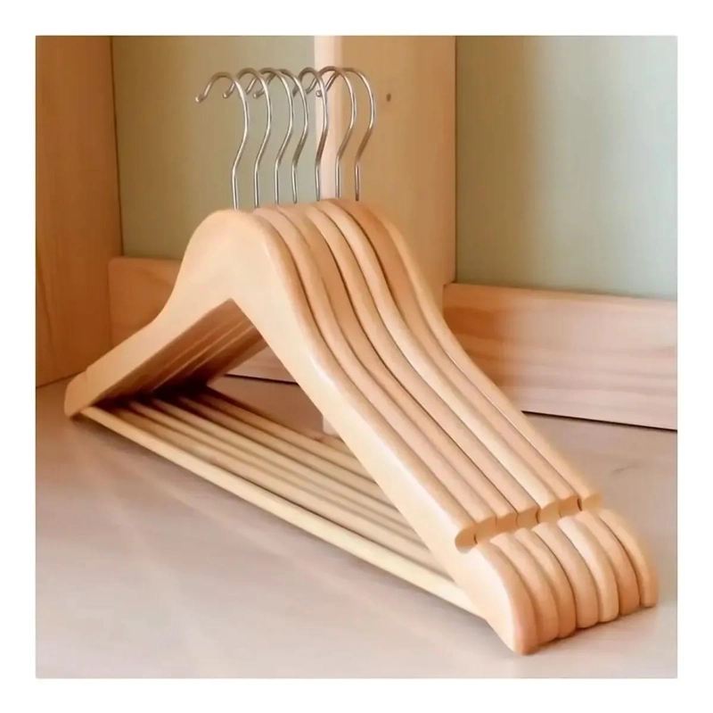 SET DE 12 COLGADORES DE ROPA DE MADERA CON GANCHO RESISTENTE - 4