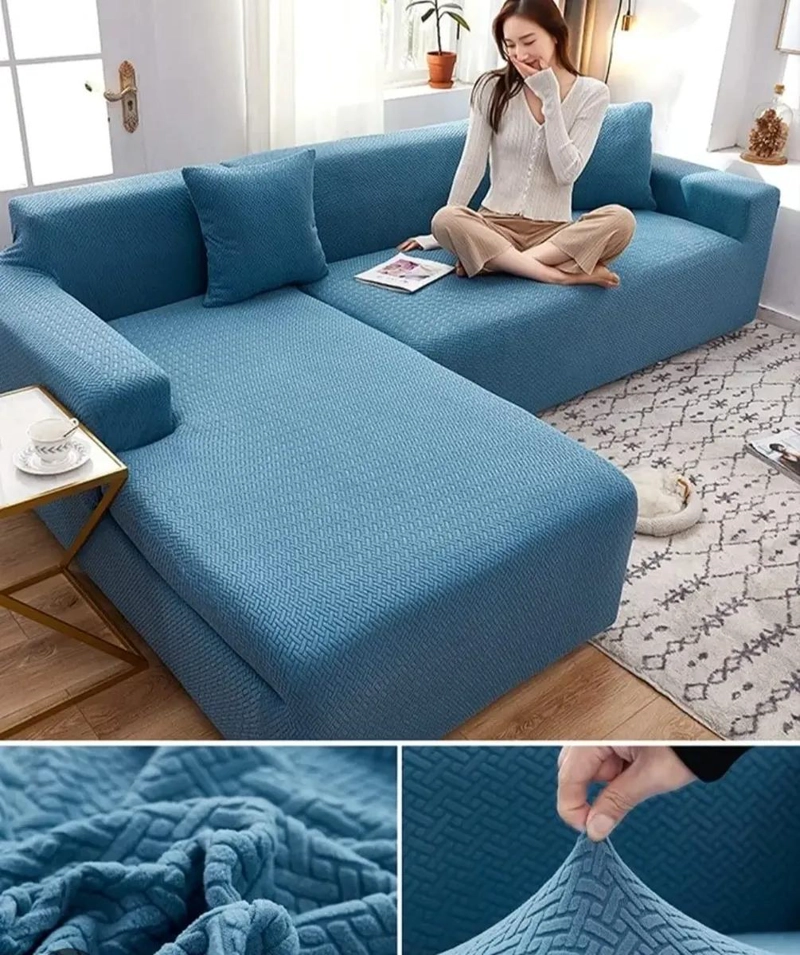 FUNDA PARA SOFA DE 3 CUERPOS TIPO L DE 230X180 CM CON 2 FUNDAS - 4