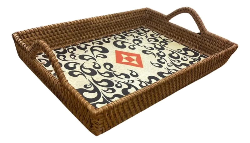 BANDEJA RECTANGULAR ESMALTADA COLOR MARRON CLARO PARA SERVIR - 1