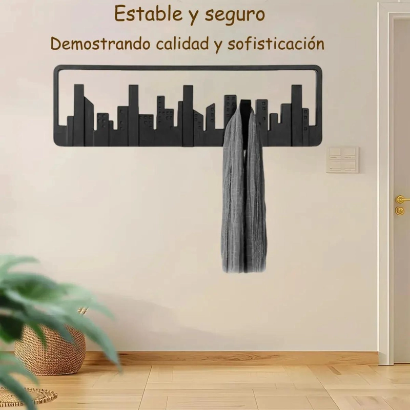 PERCHERO DE PARED CON 5 GANCHOS PARA COLGAR ABRIGOS Y ROPA - 2