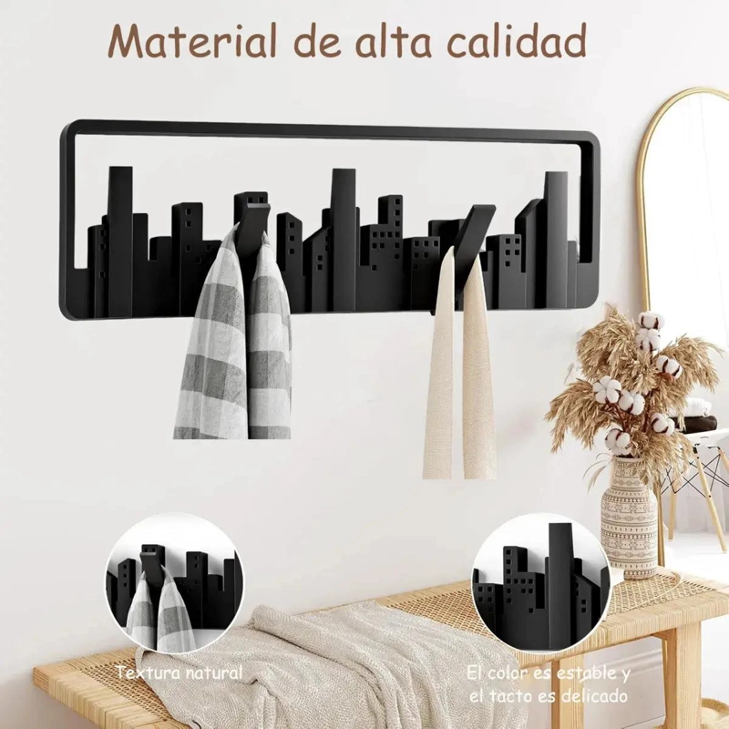 PERCHERO DE PARED CON 5 GANCHOS PARA COLGAR ABRIGOS Y ROPA - 5