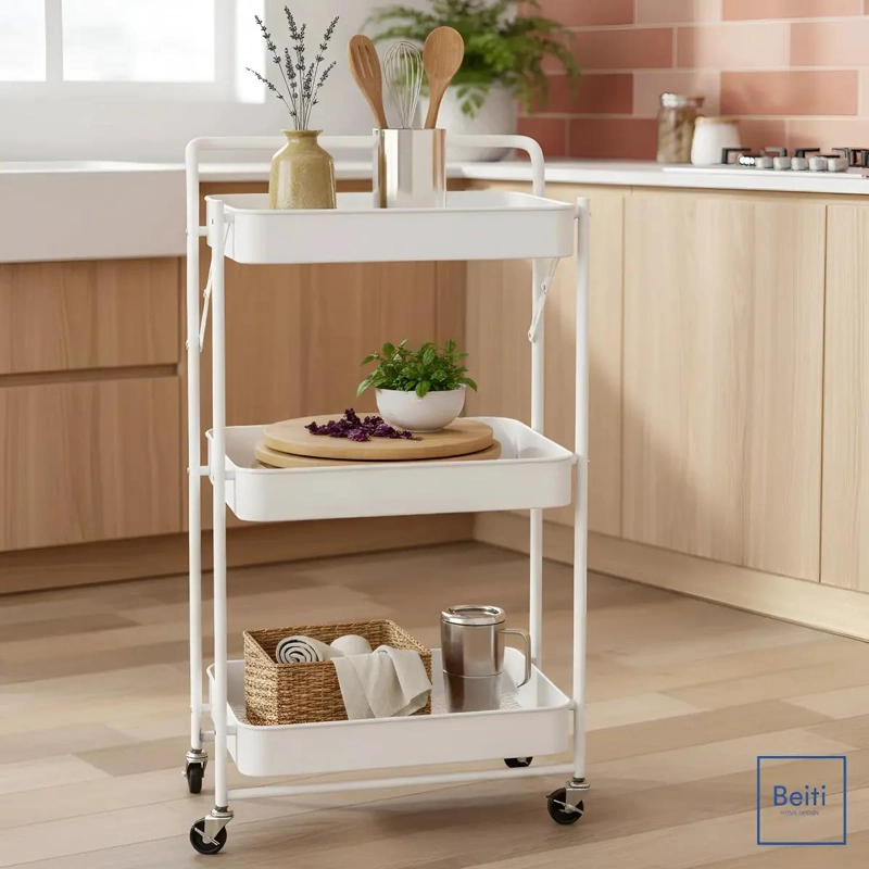 CARRO PLEGABLE CON ESTANTE Y RUEDAS PARA ORGANIZACION PRACTICA - 1
