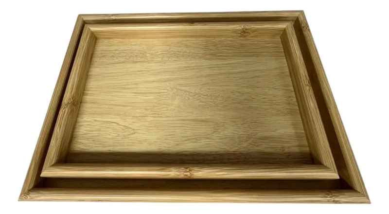 SET DE 2 BANDEJAS DECORATIVAS DE BAMBU PARA DESAYUNO - 1