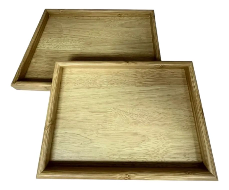 SET DE 2 BANDEJAS DECORATIVAS DE BAMBU PARA DESAYUNO - 4