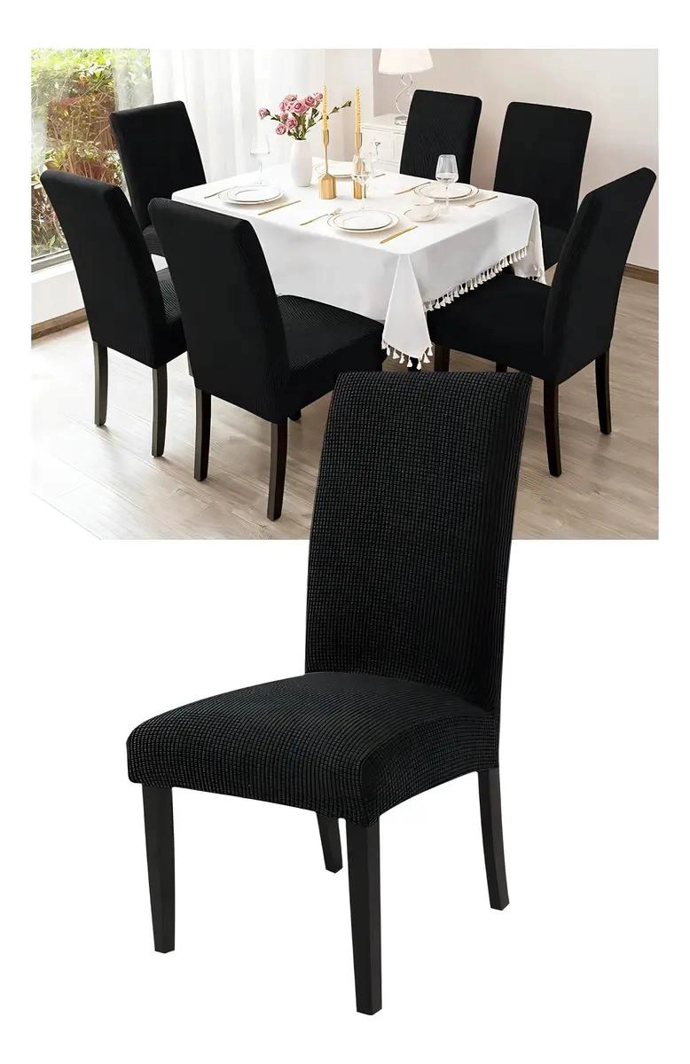 SET DE 6 FUNDAS ELASTICAS PARA SILLAS DE COMEDOR CON TEXTURA SPANDEX - 1